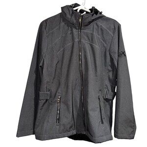 ZeroXposur Black Wooly Gray Full Zip Hooded Jacket XL Womens Fuzzy Winter Fall